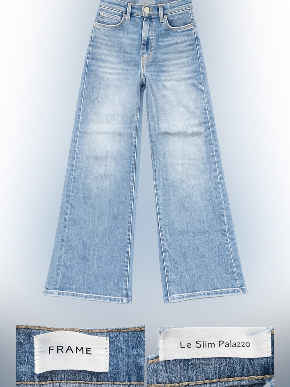 Frame Denim Light Blue Le Slim Palazzo Wide-Leg Jeans